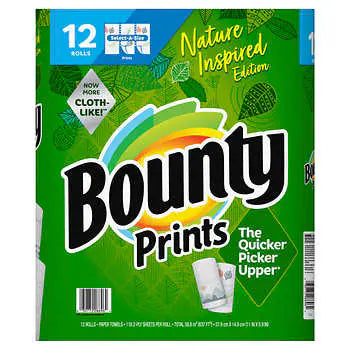 Bounty Prints Select-A-Size Paper Towels, 2-Ply, 118 Sheets, 12-count