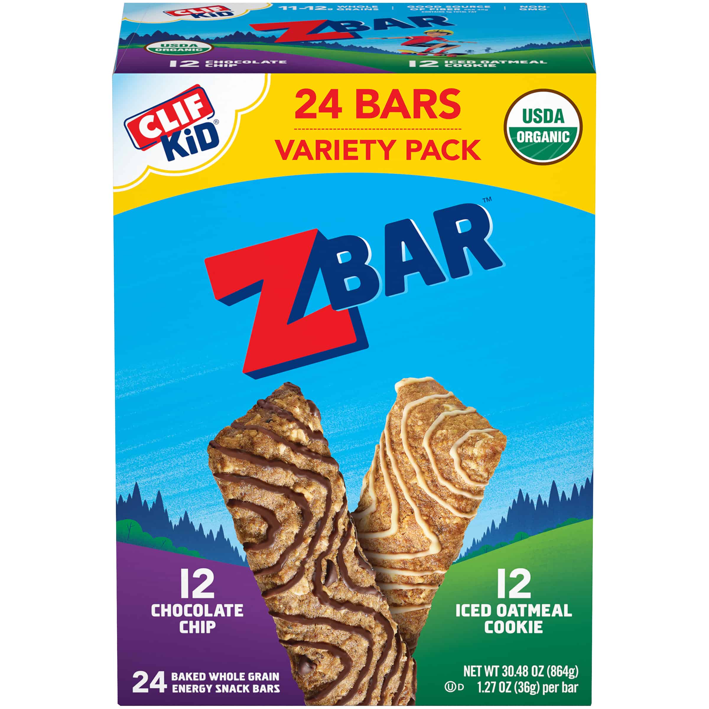 CLIF Kid Zbar Organic Granola Bars,Variety Pack, 24 Ct, 1.27 oz