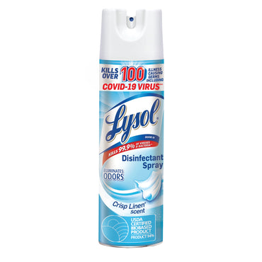 Lysol Disinfectant and Antibacterial Spray, Crisp Linen Scent, 19 oz, Tested and Proven to Kill COVID-19 Virus, Packaging May Vary