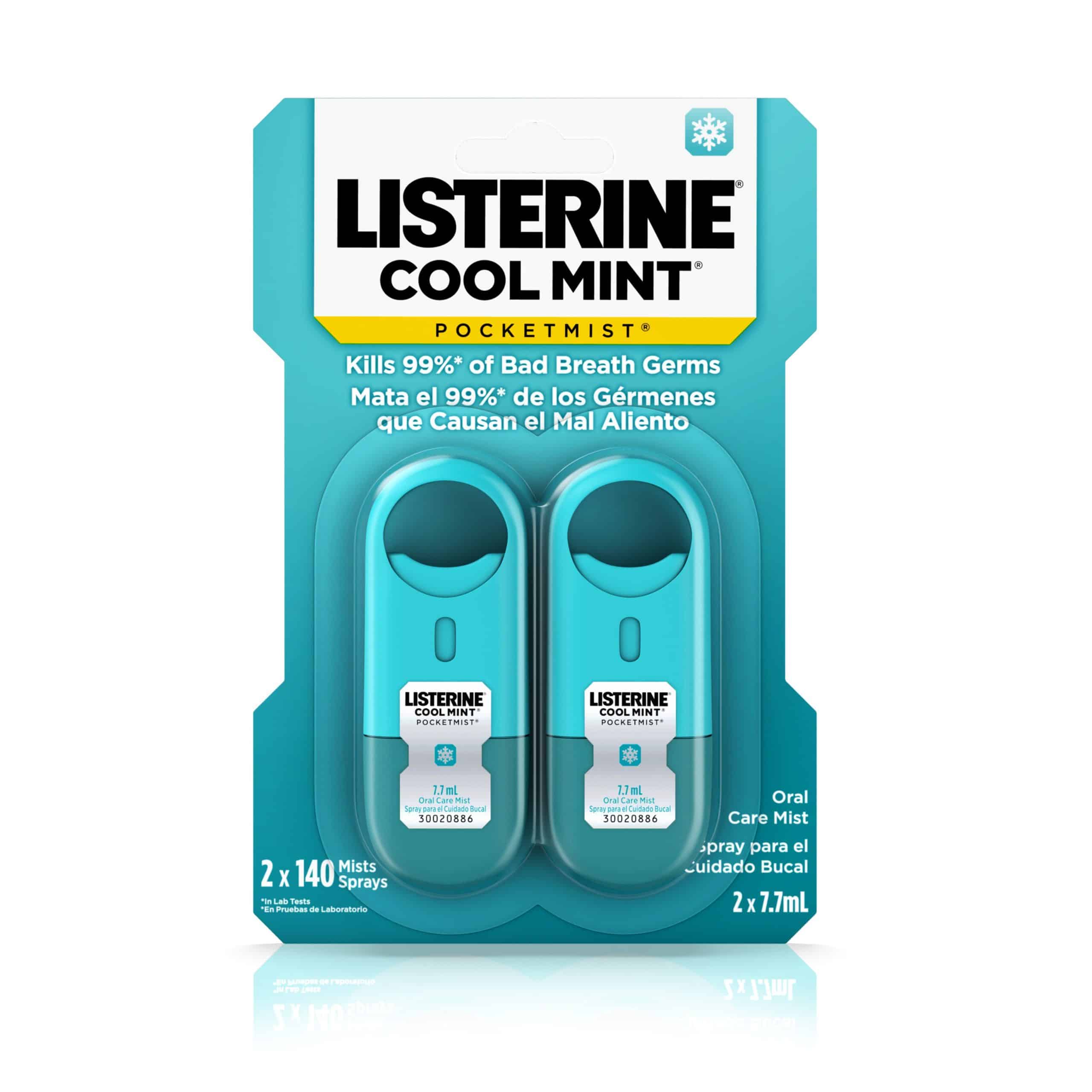 Listerine Pocketmist Cool Mint Oral Care Mist, 2 Pack