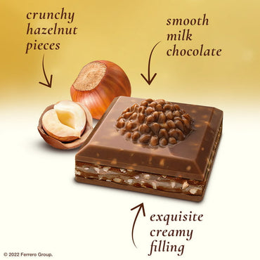 Ferrero Rocher Premium Chocolate Bar, Milk Chocolate Hazelnut, Great for Treat Boxes, 3.1 oz