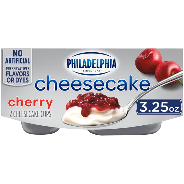 Philadelphia Cherry Cheesecake Snacks, 2 ct Pack, 3.25 oz Cups