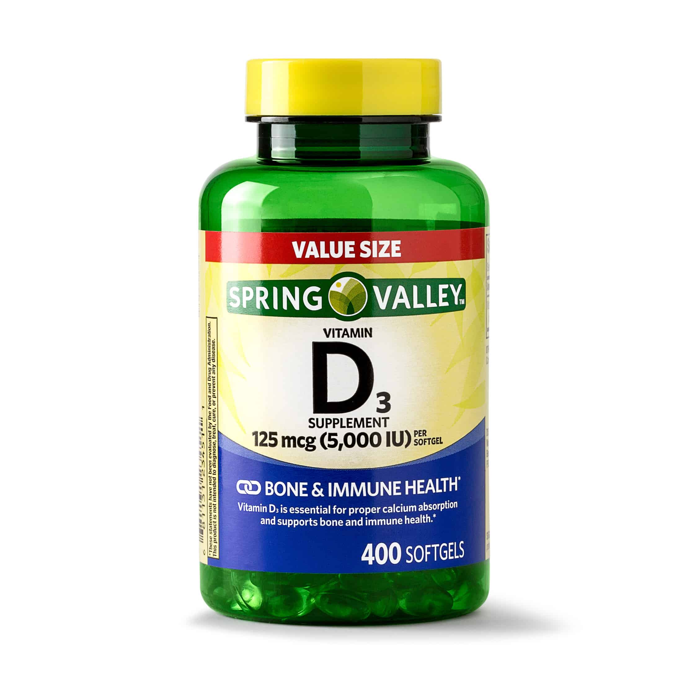Spring Valley Vitamin D3 Softgels, 5000IU, 400Ct