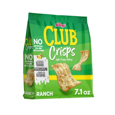 Kellogg's Club Cracker Crisps, Baked Snack Crackers, Ranch, 7.1 Oz, Bag