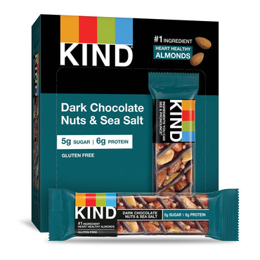 KIND Bars Dark Chocolate Nuts & Sea Salt Gluten Free 1.4 Oz, 12ct