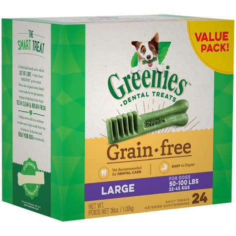 Greenies Grain Free Large Natural Oral Health Dog Dental Care Chews, 36 oz., Count of 24