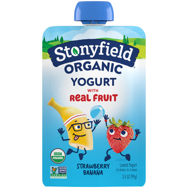 Stonyfield Organic Kids Strawberry Banana Lowfat Yogurt, 3.5 oz. Pouch