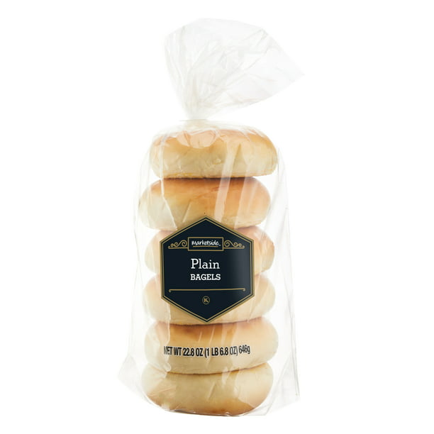 Marketside Plain Bagels, 22.8 oz, 6 Count