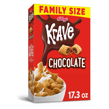 Kellogg's Krave, Breakfast Cereal, Chocolate, Family Size,17.3 Oz