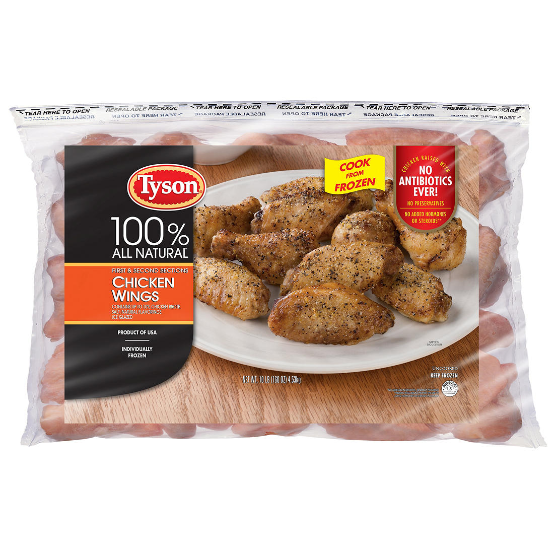 Tyson Frozen Chicken Wing Sections, 10 lbs.