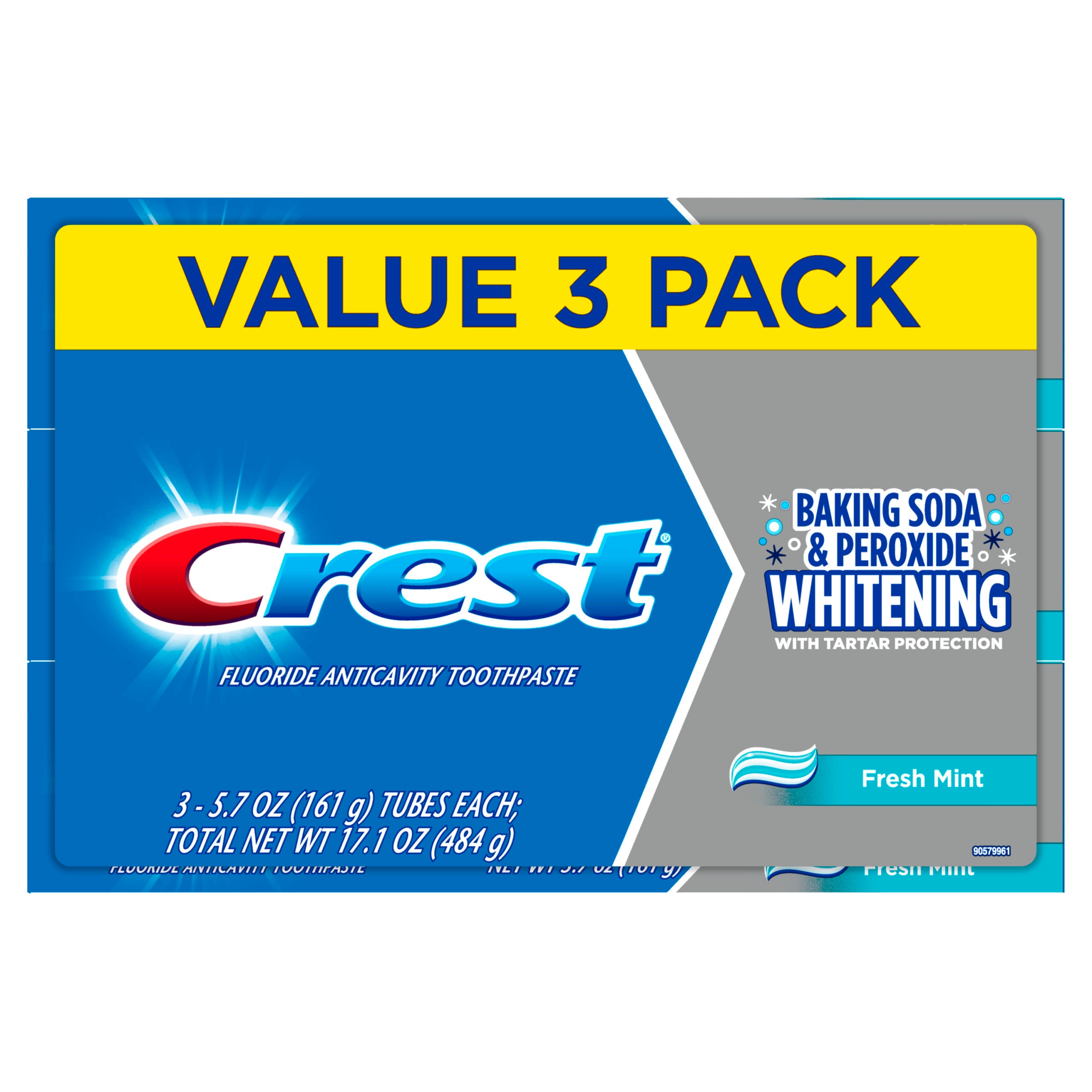 Crest Toothpaste, Whitening Baking Soda and Peroxide, 5.7 oz, 3pk