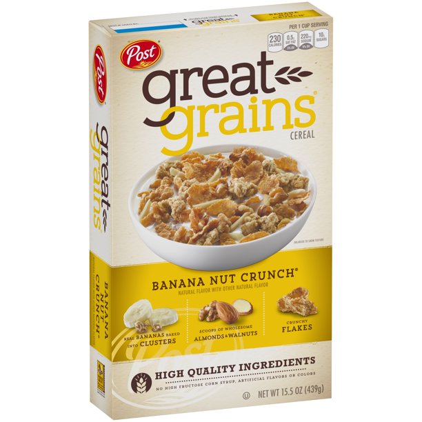 Post Great Grains Breakfast Cereal, Banana Nut Crunch, 15.5 Oz