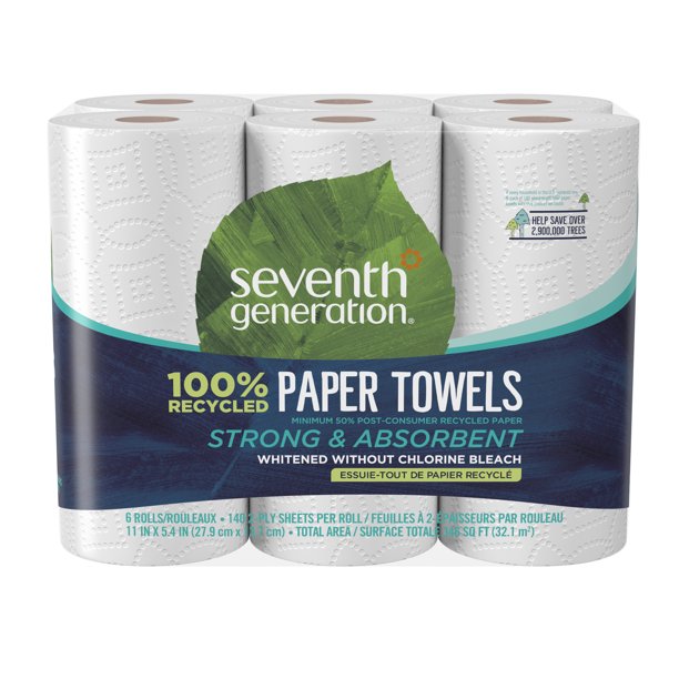 Seventh Generation 100% Recycled Paper White 2-ply Paper Towels 6 Count