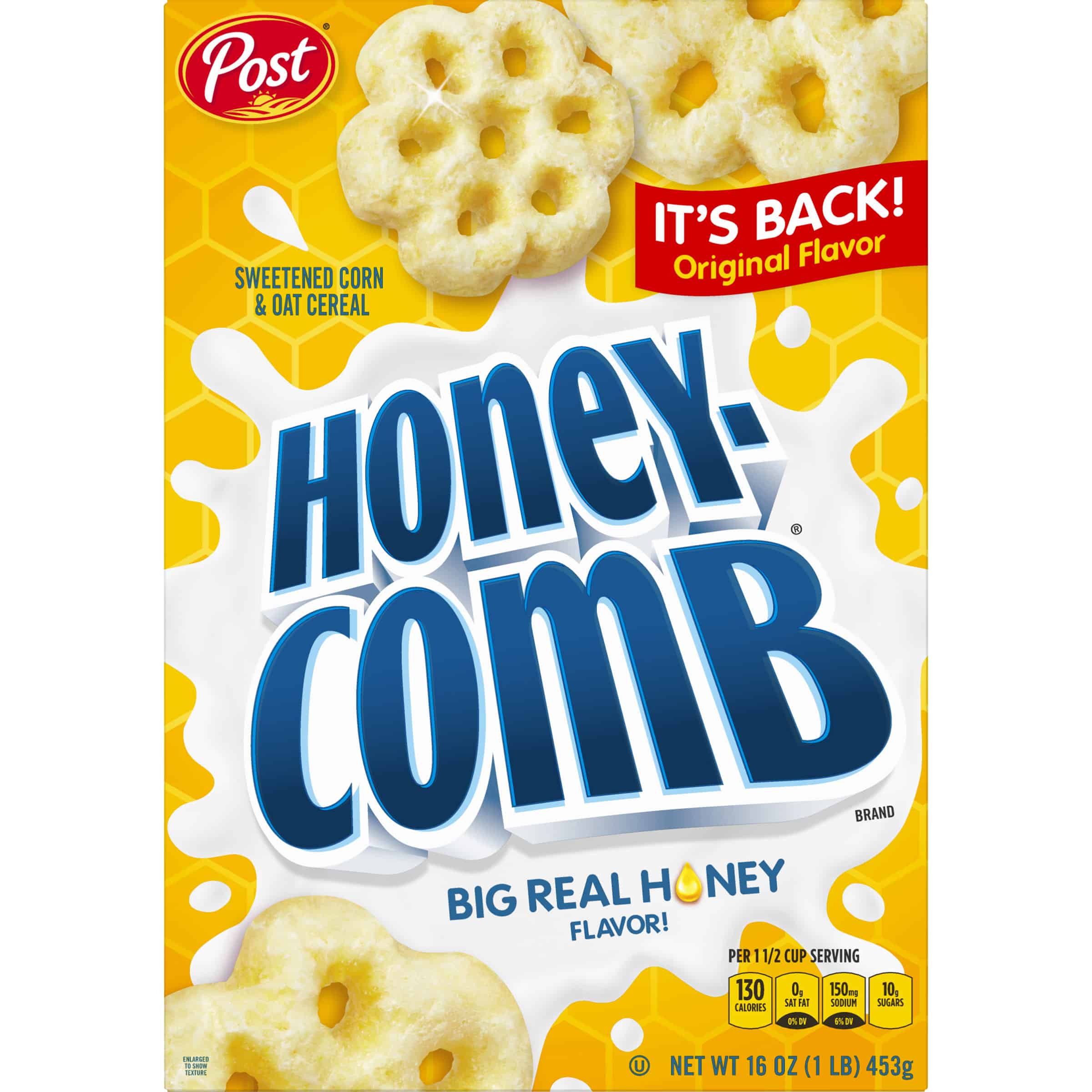 Post, Honey Comb Corn & Oat Breakfast Cereal, 16 Oz