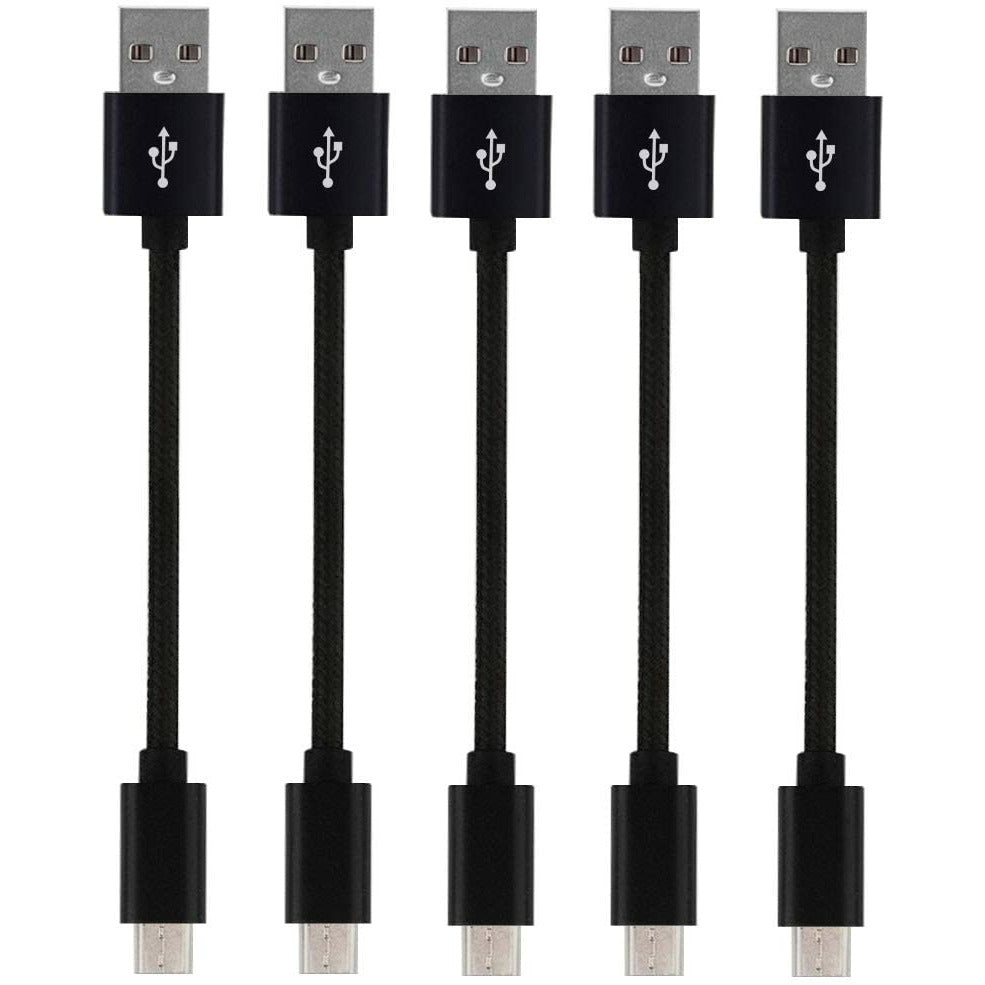 Short Micro USB Cable, DETHINTON [5 Pack 8 inches] Short Nylon Braided High Speed USB to Micro USB Charging Cables for Tablets and Many Other Android Devices – Black