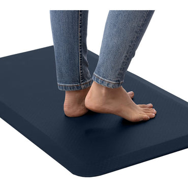 Kangaroo 3/4 Inch Thick Superior Cushion, Stain Resistant Kitchen Rug and Anti Fatigue Cushioned Foam Comfort Floor Padding Rugs, Office Stand Up Desk Mats, Washable Standing Decor Mat, 70x24, Navy