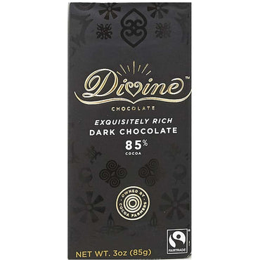 Oasis Fresh Divine Chocolate, Bar Dark Chocolate Exquisitely Rich 85%, 3 Ounce