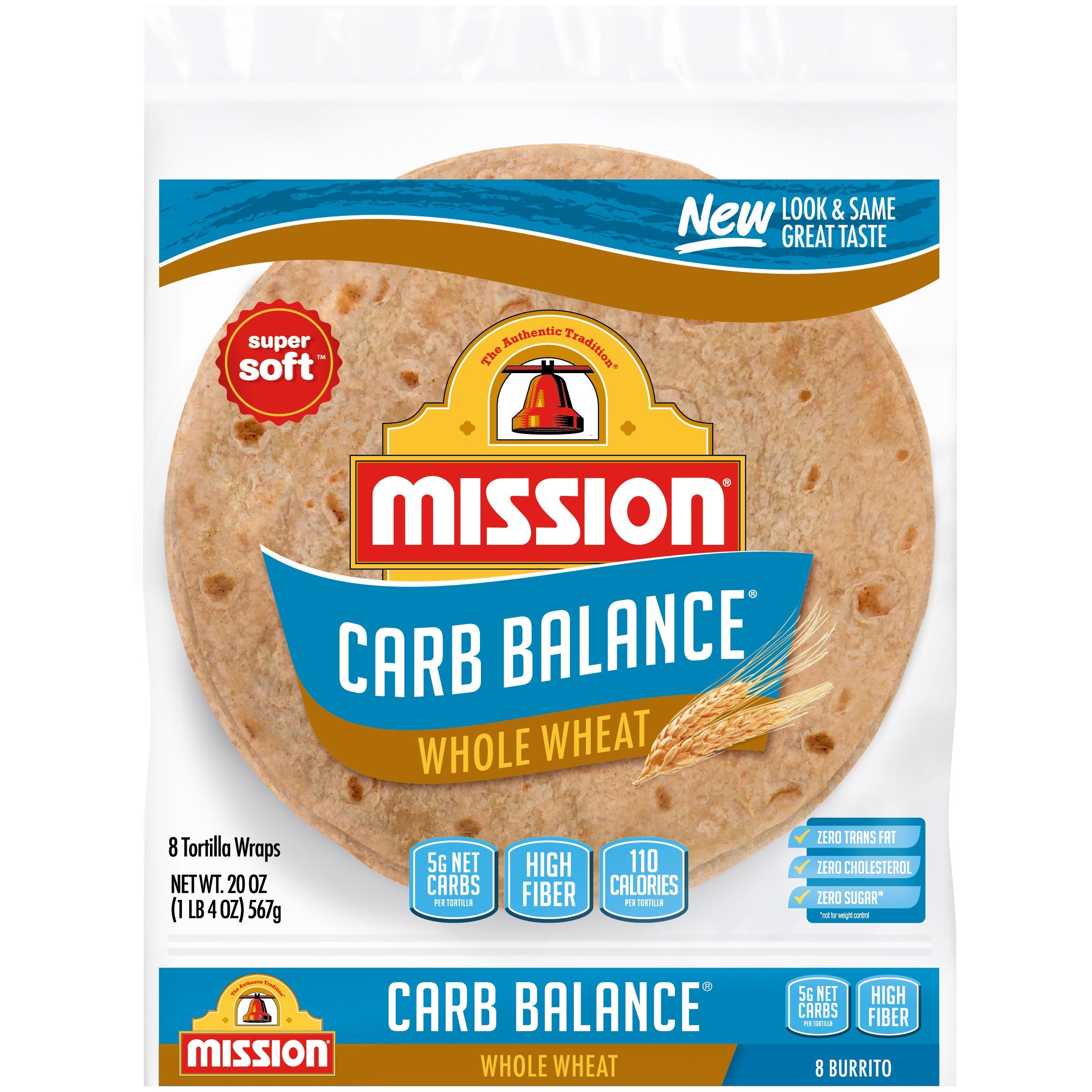 Mission Carb Balance Burrito Whole Wheat Tortillas, 20 Oz, 8 Count