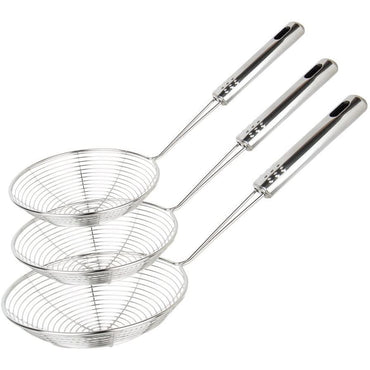 Spider Strainer Skimmer, Swify Set of 3 Asian Strainer Ladle Stainless Steel Wire Skimmer Spoon with Handle for Kitchen Frying Food, Pasta, Spaghetti, Noodle-30.5cm, 32cm, 35cm