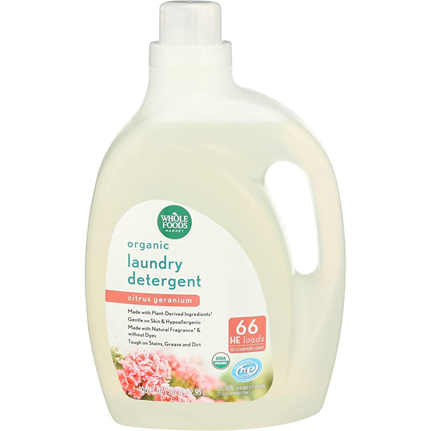 Whole Foods Market, Organic Laundry Detergent (66 HE Loads), Citrus Geranium, 100 Fl Oz
