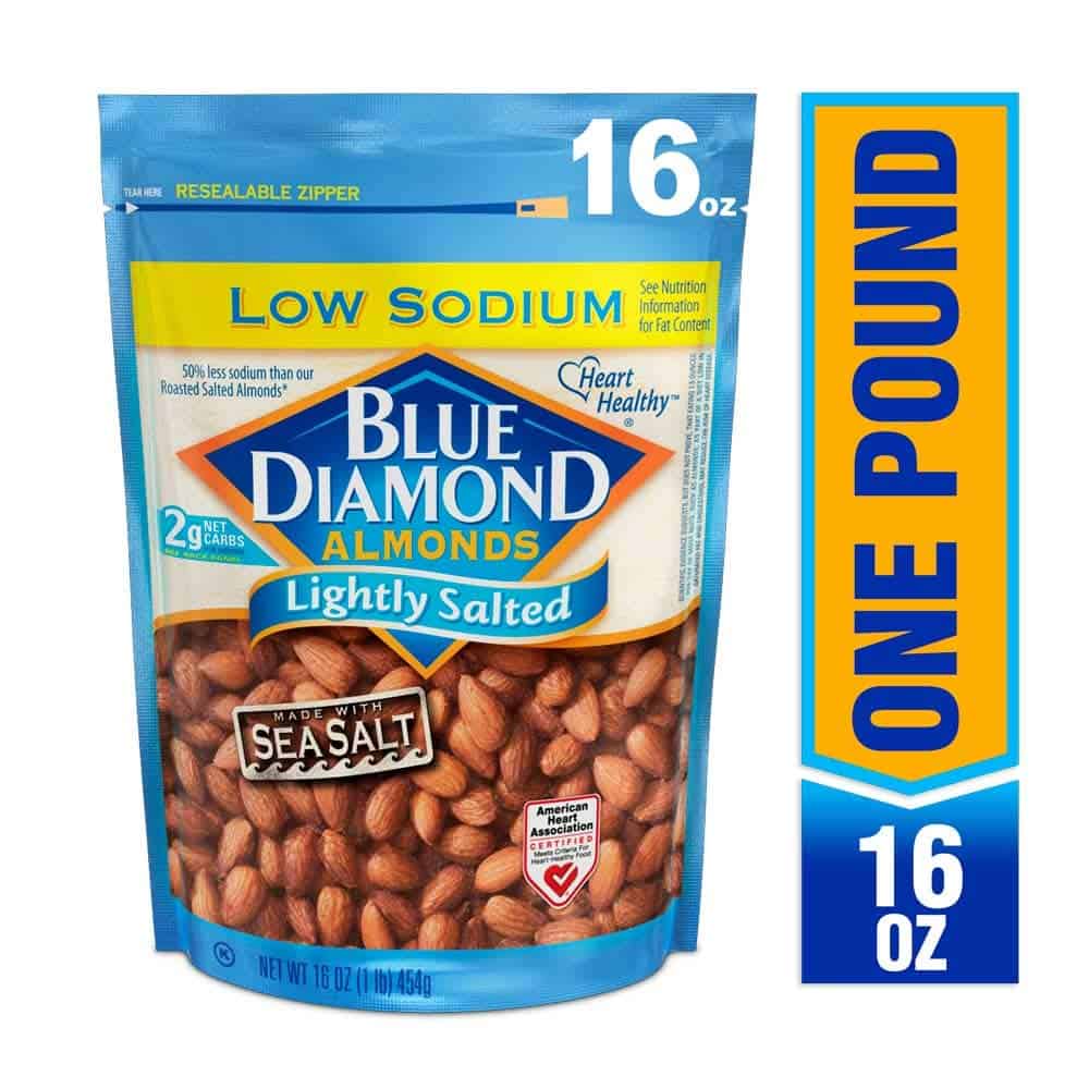 Oasis Fresh Blue Diamond Almonds, Lightly Salted, Low Sodium, 16oz
