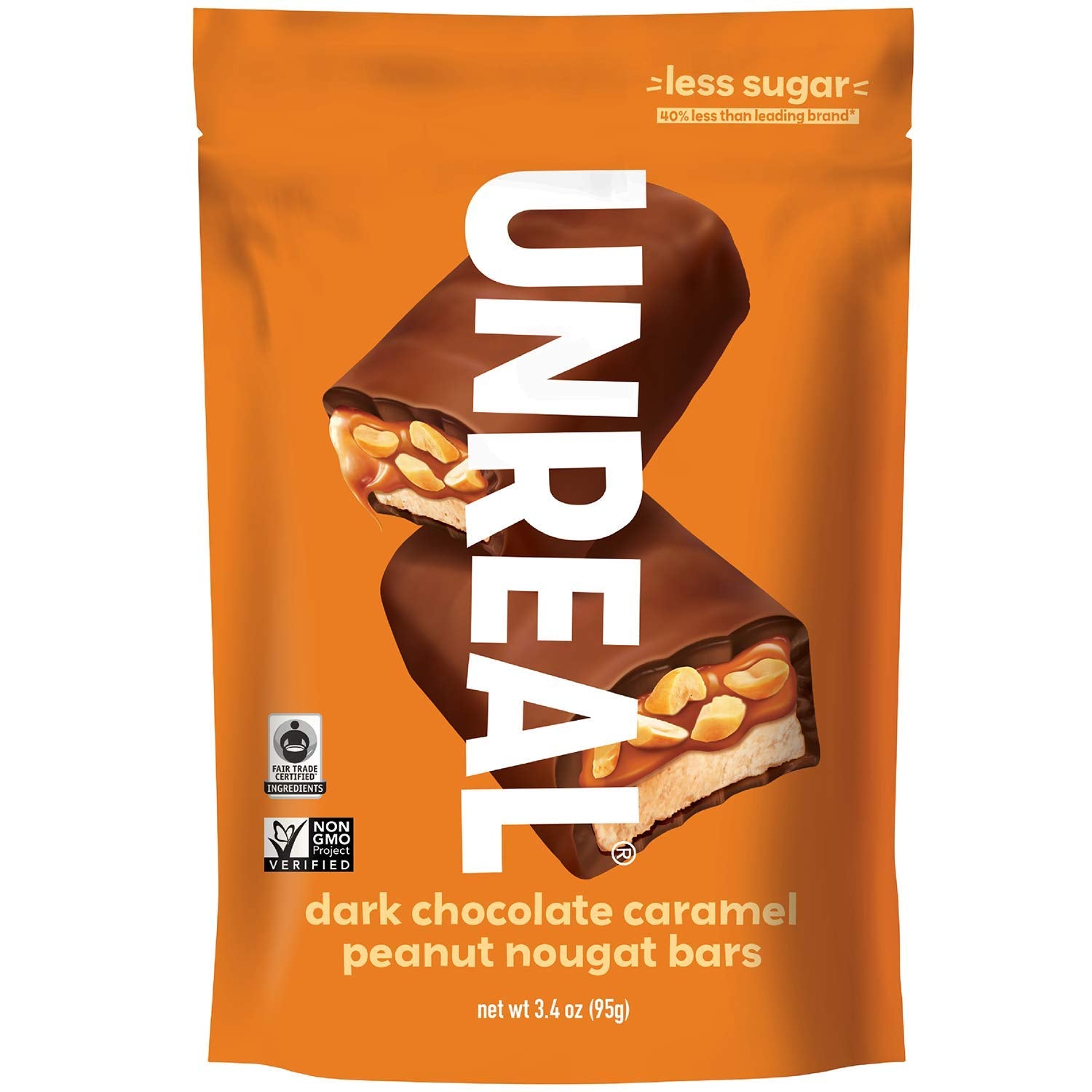 UNREAL Dark Chocolate Caramel Peanut Nougat Bars