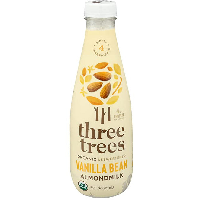 THREE TREES Organic Unsweetened Vanilla Almondmilk, 28 FZ