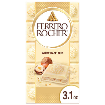 Ferrero Rocher Premium Chocolate Bar, White Chocolate Hazelnut, Great for Treat Boxes, 3.1 oz