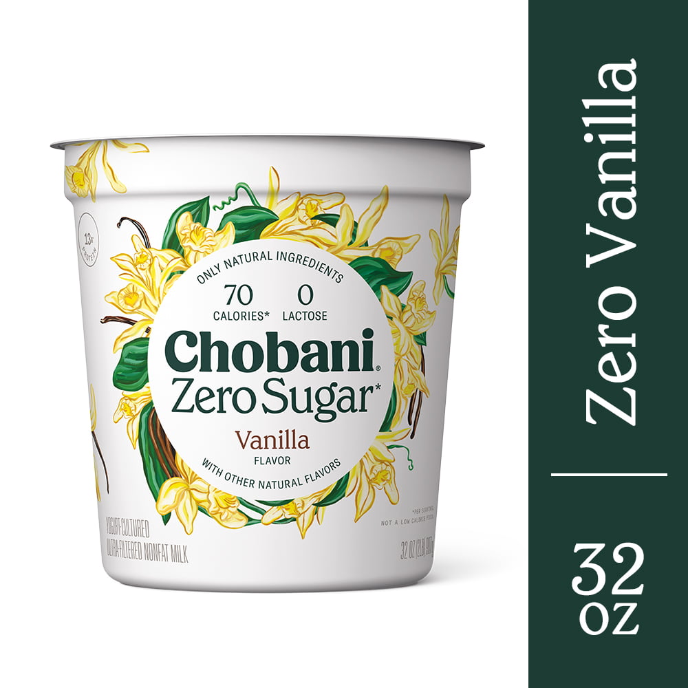 Chobani with Zero Sugar, Sugar Free Greek Yogurt, Vanilla, 32 oz