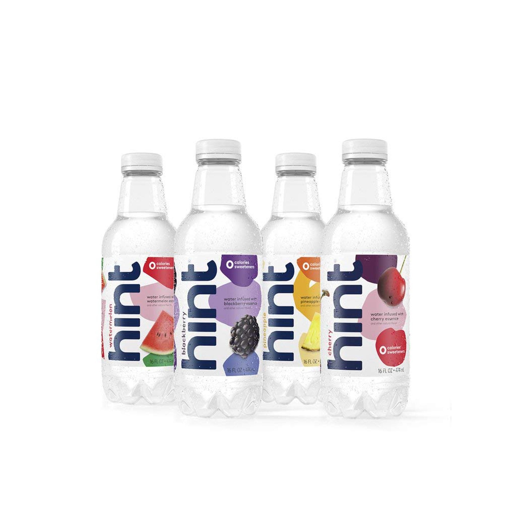 Hint Fruit Infused Water, Variety Pack, Cherry, Watermelon, Pineapple, Blackberry, 16 oz (12 Pack)