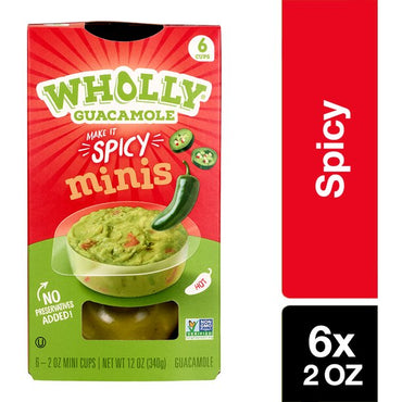 WHOLLY GUACAMOLE Minis, Spicy, 2 oz (6 Pack)