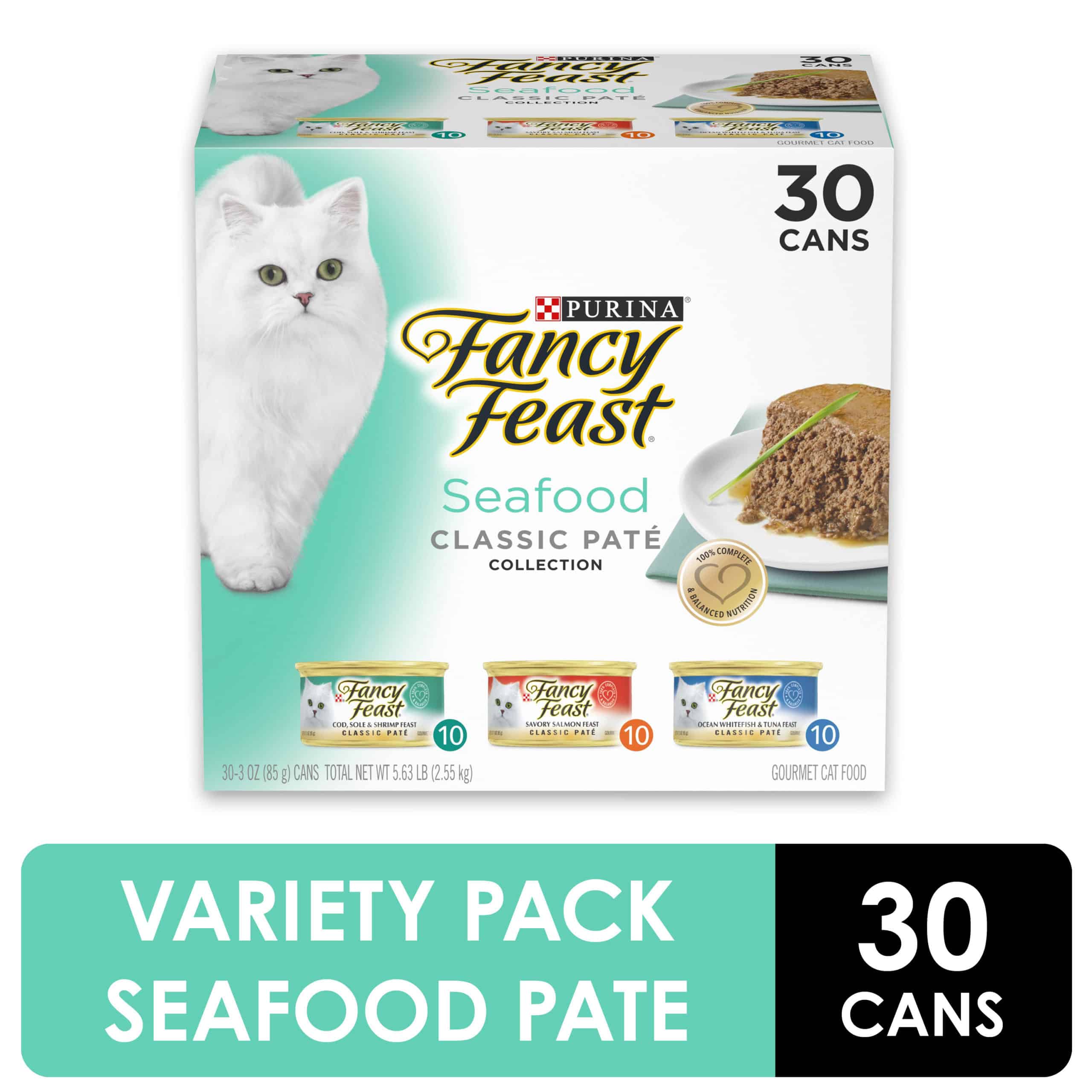 Fancy Feast Grain Free Wet Cat Food Variety Pack, 3 oz. Cans (30)