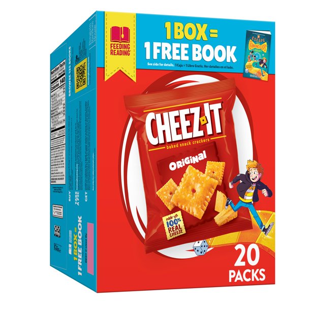Cheez-It Cheese Crackers, Baked Snack Crackers, Office and Kids Snacks, Original, 20oz Box, 20 Packs