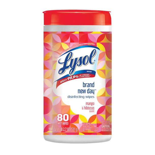 Lysol Brand New Day Disinfecting Wipes, Mango and Hibiscus, 80 ct