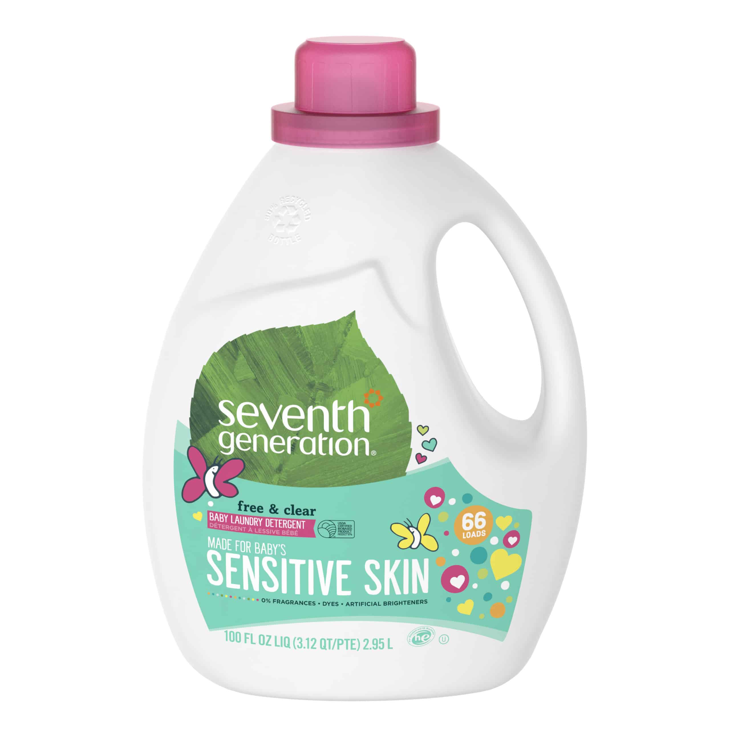 Seventh Generation Free & Clear Baby Liquid Laundry Detergent Fragrance Free, 66 Loads 100 oz