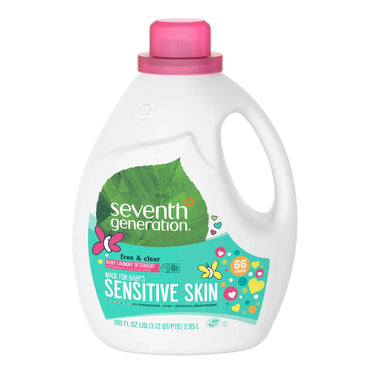 Seventh Generation Free & Clear Baby Liquid Laundry Detergent Fragrance Free, 66 Loads 100 oz