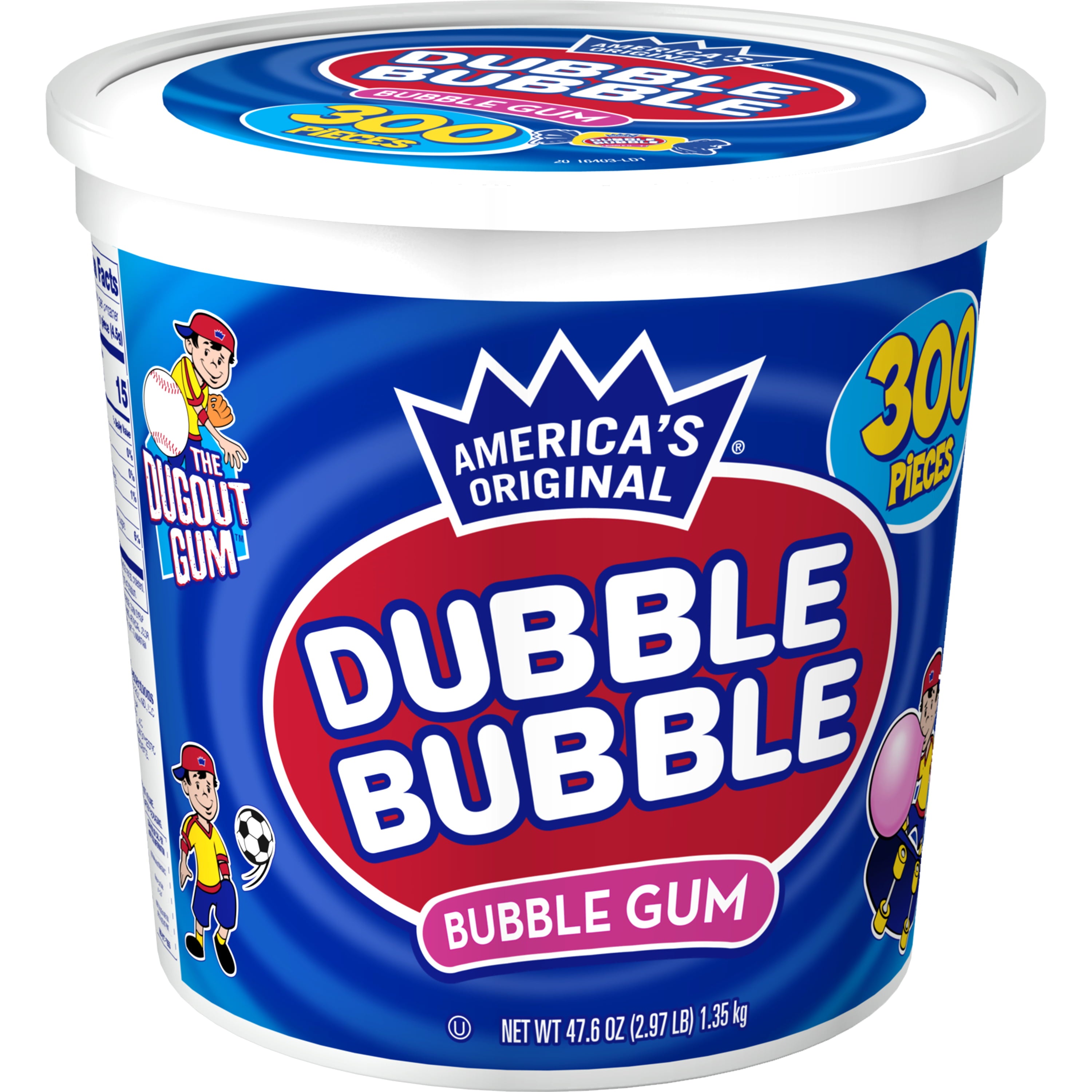 Dubble Bubble Bubble Gum Tub, 300 ct.