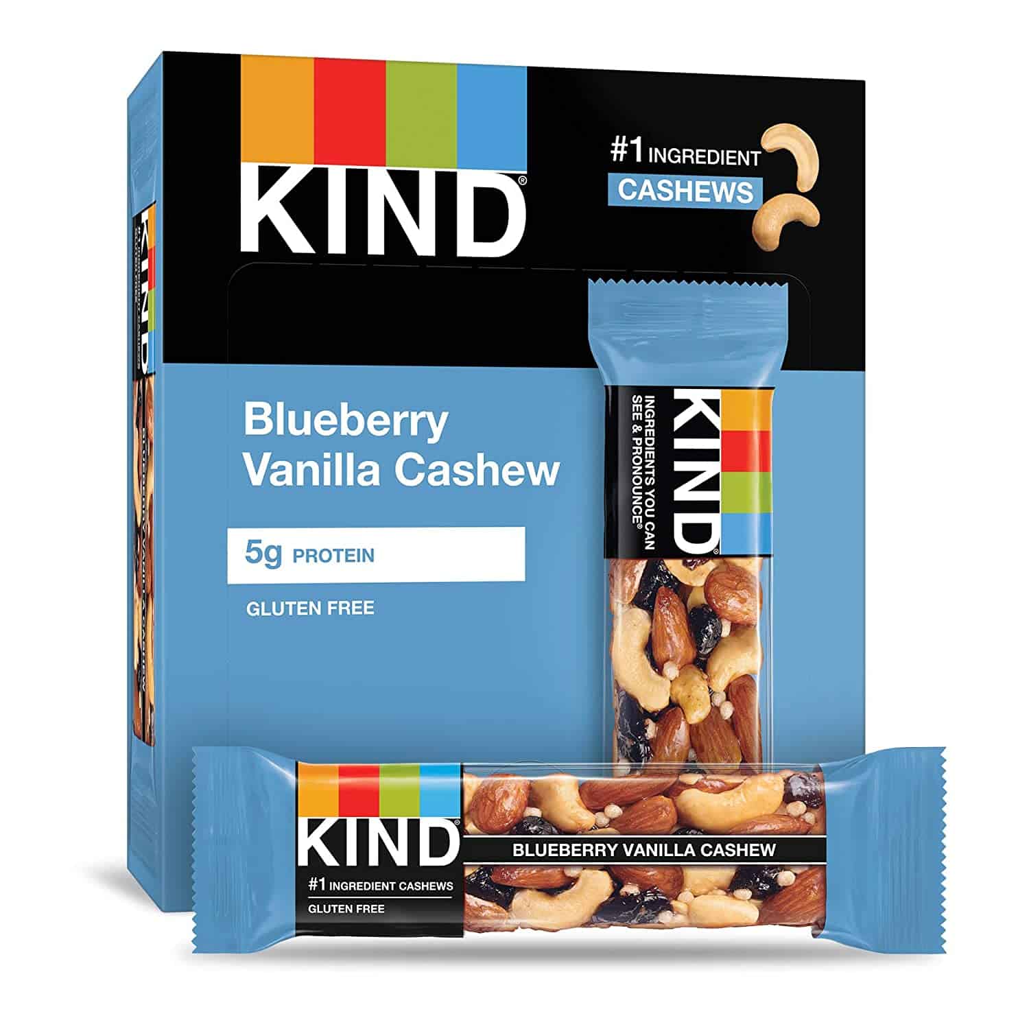 KIND Bars, Blueberry Vanilla & Cashew, Gluten Free, 1.4oz, 12 ct