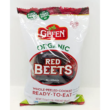 Gefen Organic Red Beets Whole Peeled Cooked Ready To Eat - Beets Made Easy! One 1lb. Package