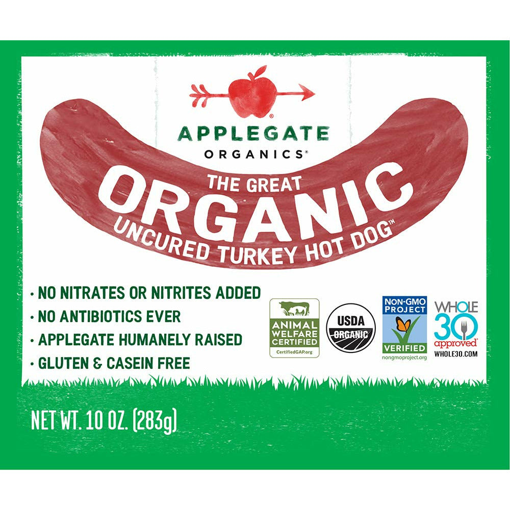 Oasis Fresh Applegate Great Organic Turkey Hot Dog Uncured, 10oz