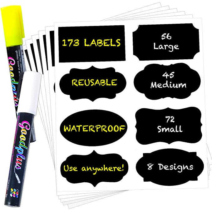 Chalkboard Labels Bundle, 40 Premium Stickers for Jars, Bottles, Containers  1 Chalk Ink Marker Included 