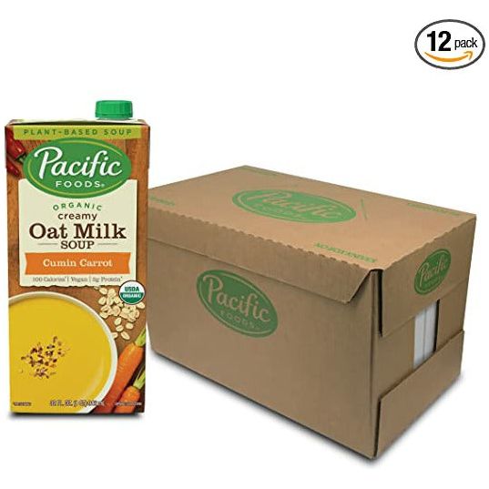 Pacific Foods Organic Creamy Oat Milk Soup, Cumin Carrot, USDA Certified Organic, 32 Oz (Pack of 12)