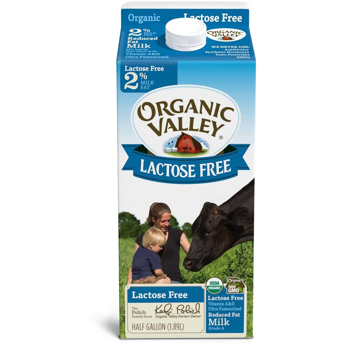 Organic Valley, Organic Lactose Free 2% Reduced Fat Milk, Half Gallon, 64 oz