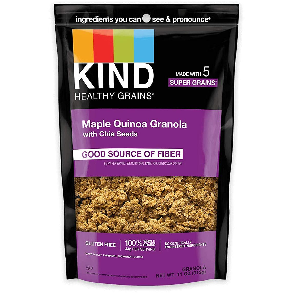 KIND Healthy Grains Clusters, Maple Quinoa with Chia Seeds Granola, Gluten Free, 11 Ounce (Pack of 6)