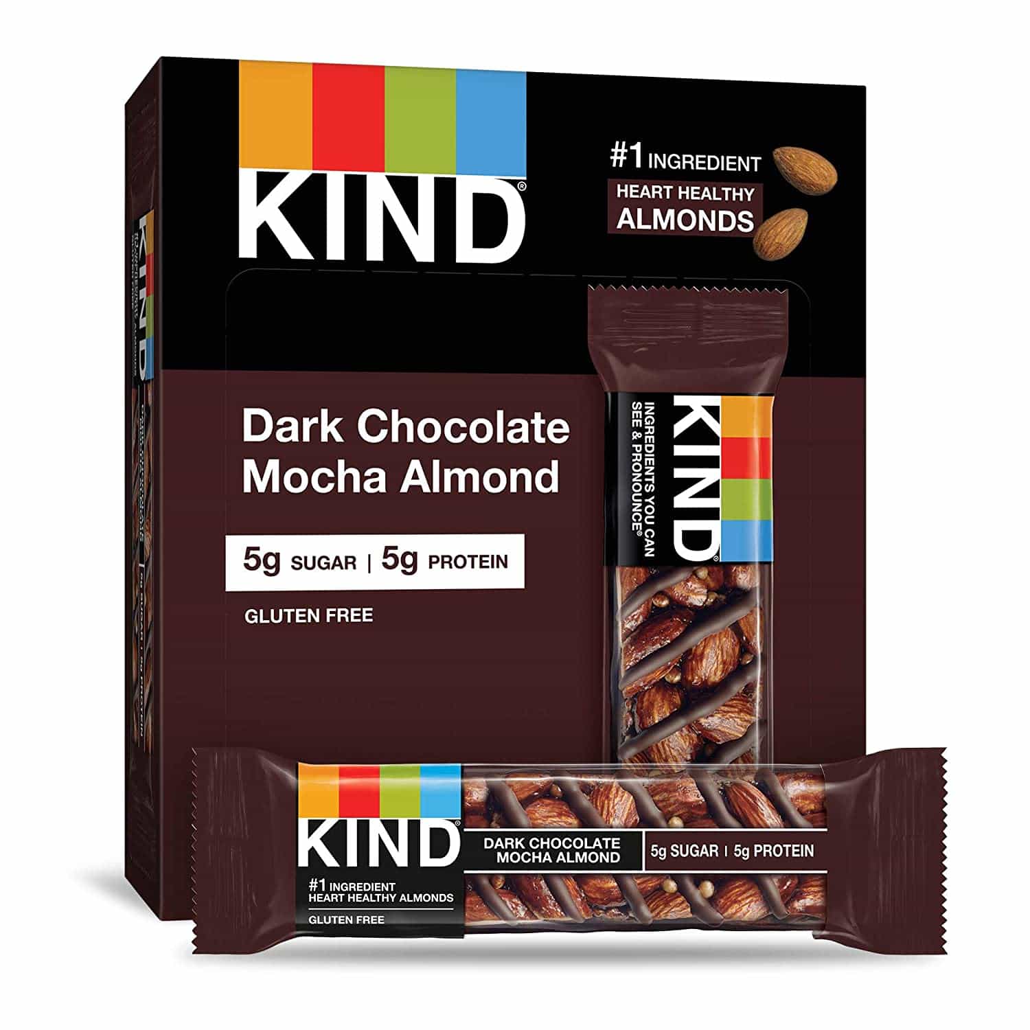 KIND Bars, Dark Chocolate Mocha Almond, Gluten Free, Low Sugar, 12 ct
