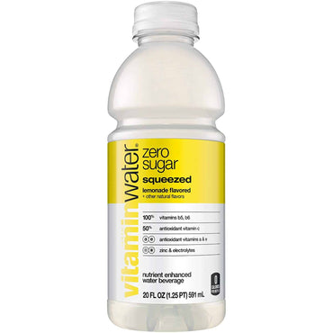 Vitaminwater Zero Squeezed, Electrolyte Enhanced Water w/ Vitamins, Lemonade Drink, 20 fl oz