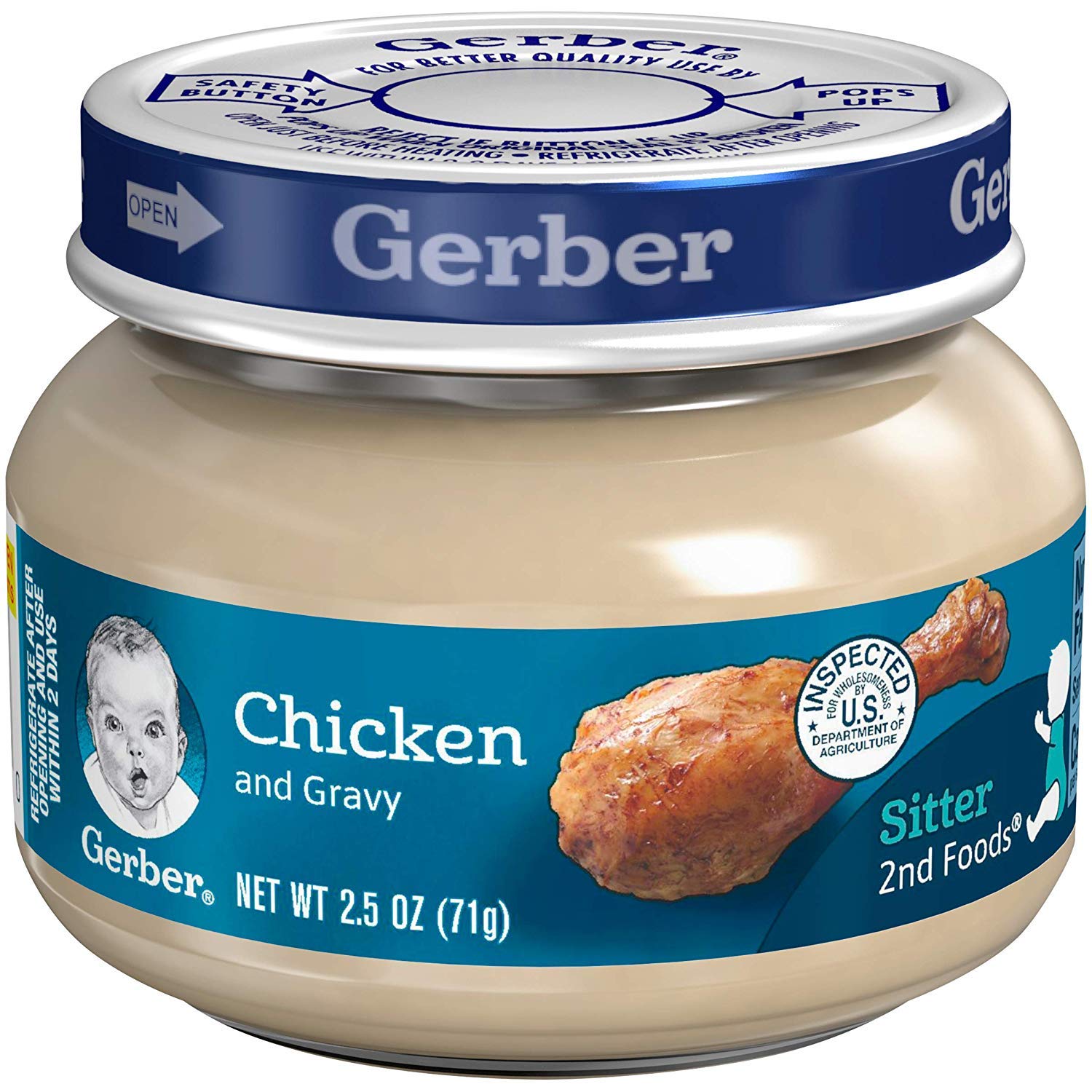 Gerber Purees 2nd Foods, Chicken & Gravy, 2.5oz Jars (Pack of 20)
