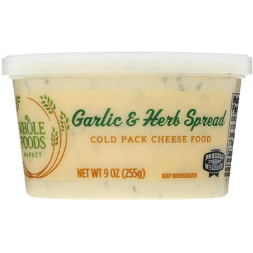Whole Foods Market, Cheese Spread, Garlic &amp; Herb, 9 Ounce