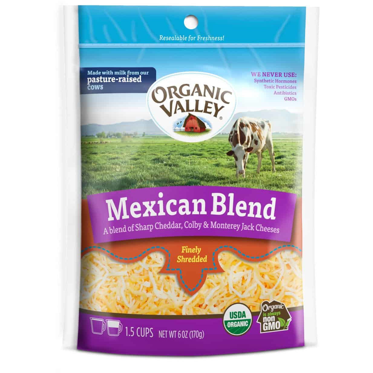 3 Cheese Organic Finely Shredded Mexican Cheese Blend - 6oz