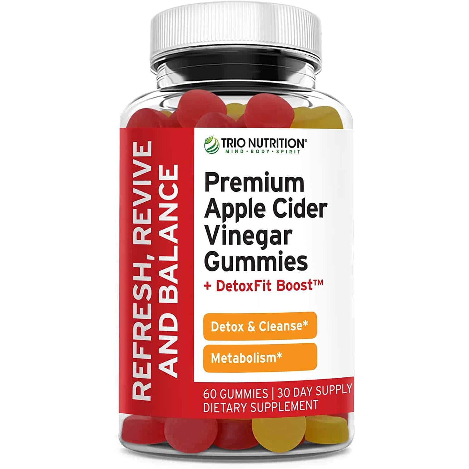 Premium Apple Cider Vinegar Gummy Vitamins | Fresh ACV with The Mother | Delicious Easy to Swallow Alternative to ACV Capsules, Pills, Tablets | Maximum Strength Boosted Raw Detox Cleanse *